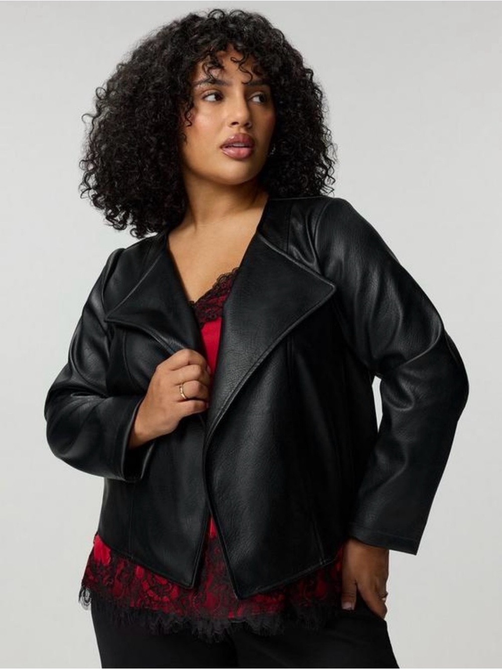 New Torrid Faux Leather Collarless Open Moto Jacket - Size 6